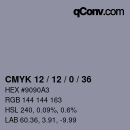 Código de color: CMYK 12 / 12 / 0 / 36 | qconv.com