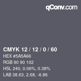 颜色代码: CMYK 12 / 12 / 0 / 60 | qconv.com