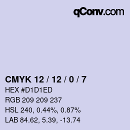 カラーコード: CMYK 12 / 12 / 0 / 7 | qconv.com