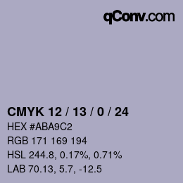 カラーコード: CMYK 12 / 13 / 0 / 24 | qconv.com