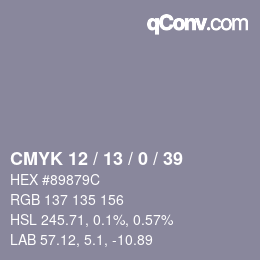 Color code: CMYK 12 / 13 / 0 / 39 | qconv.com