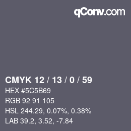 颜色代码: CMYK 12 / 13 / 0 / 59 | qconv.com