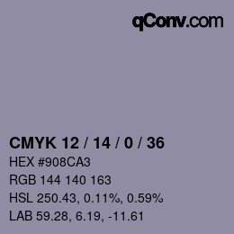 Color code: CMYK 12 / 14 / 0 / 36 | qconv.com