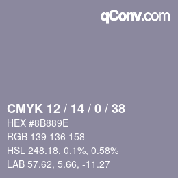 Color code: CMYK 12 / 14 / 0 / 38 | qconv.com