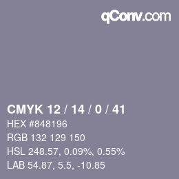 Color code: CMYK 12 / 14 / 0 / 41 | qconv.com