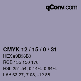 颜色代码: CMYK 12 / 15 / 0 / 31 | qconv.com