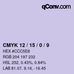 カラーコード: CMYK 12 / 15 / 0 / 9 | qconv.com