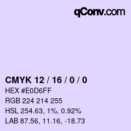 カラーコード: CMYK 12 / 16 / 0 / 0 | qconv.com