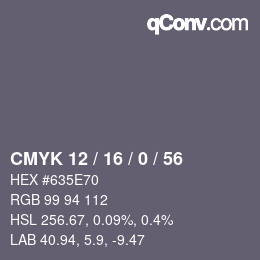 カラーコード: CMYK 12 / 16 / 0 / 56 | qconv.com
