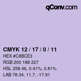 Color code: CMYK 12 / 17 / 0 / 11 | qconv.com