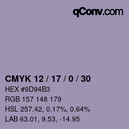 Color code: CMYK 12 / 17 / 0 / 30 | qconv.com