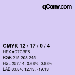 Color code: CMYK 12 / 17 / 0 / 4 | qconv.com