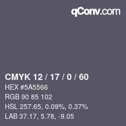 Color code: CMYK 12 / 17 / 0 / 60 | qconv.com