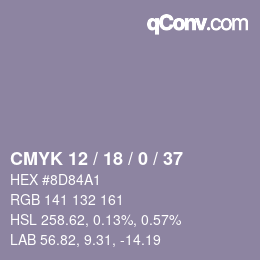颜色代码: CMYK 12 / 18 / 0 / 37 | qconv.com