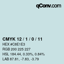 カラーコード: CMYK 12 / 1 / 0 / 11 | qconv.com