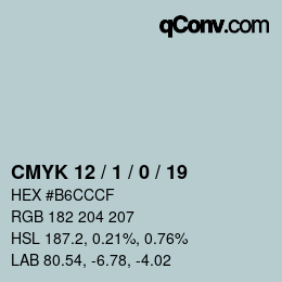 Color code: CMYK 12 / 1 / 0 / 19 | qconv.com