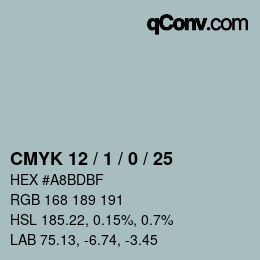 颜色代码: CMYK 12 / 1 / 0 / 25 | qconv.com