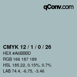 Color code: CMYK 12 / 1 / 0 / 26 | qconv.com