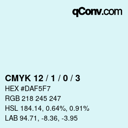 颜色代码: CMYK 12 / 1 / 0 / 3 | qconv.com