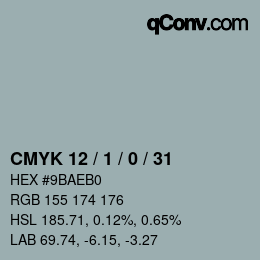 颜色代码: CMYK 12 / 1 / 0 / 31 | qconv.com