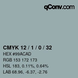 颜色代码: CMYK 12 / 1 / 0 / 32 | qconv.com