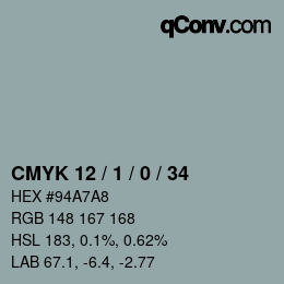 カラーコード: CMYK 12 / 1 / 0 / 34 | qconv.com