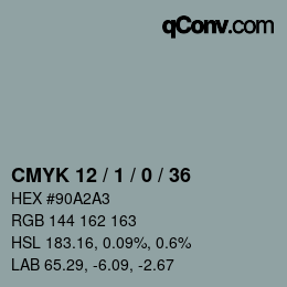 Color code: CMYK 12 / 1 / 0 / 36 | qconv.com