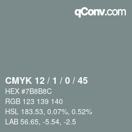 Color code: CMYK 12 / 1 / 0 / 45 | qconv.com