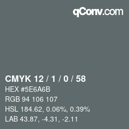 Color code: CMYK 12 / 1 / 0 / 58 | qconv.com