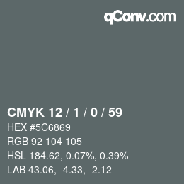 Color code: CMYK 12 / 1 / 0 / 59 | qconv.com