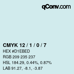 Farbcode: CMYK 12 / 1 / 0 / 7 | qconv.com