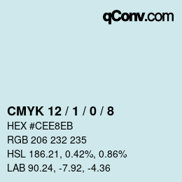 Farbcode: CMYK 12 / 1 / 0 / 8 | qconv.com