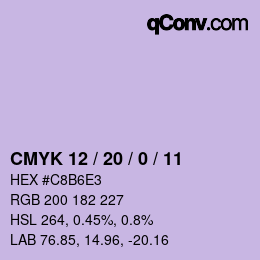 カラーコード: CMYK 12 / 20 / 0 / 11 | qconv.com