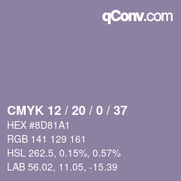 カラーコード: CMYK 12 / 20 / 0 / 37 | qconv.com