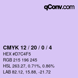 Color code: CMYK 12 / 20 / 0 / 4 | qconv.com