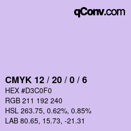 Color code: CMYK 12 / 20 / 0 / 6 | qconv.com