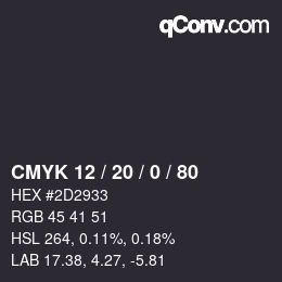 Color code: CMYK 12 / 20 / 0 / 80 | qconv.com