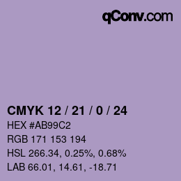 颜色代码: CMYK 12 / 21 / 0 / 24 | qconv.com