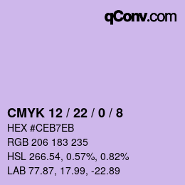 カラーコード: CMYK 12 / 22 / 0 / 8 | qconv.com
