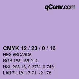 カラーコード: CMYK 12 / 23 / 0 / 16 | qconv.com