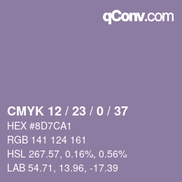 Color code: CMYK 12 / 23 / 0 / 37 | qconv.com