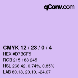 Color code: CMYK 12 / 23 / 0 / 4 | qconv.com