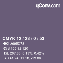 カラーコード: CMYK 12 / 23 / 0 / 53 | qconv.com