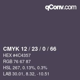 Color code: CMYK 12 / 23 / 0 / 66 | qconv.com