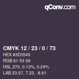 カラーコード: CMYK 12 / 23 / 0 / 73 | qconv.com