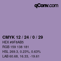 颜色代码: CMYK 12 / 24 / 0 / 29 | qconv.com