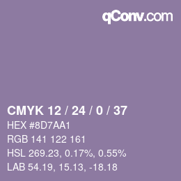 カラーコード: CMYK 12 / 24 / 0 / 37 | qconv.com