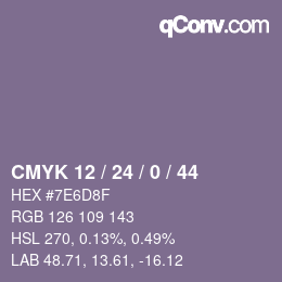 カラーコード: CMYK 12 / 24 / 0 / 44 | qconv.com