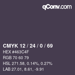 颜色代码: CMYK 12 / 24 / 0 / 69 | qconv.com