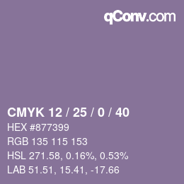 カラーコード: CMYK 12 / 25 / 0 / 40 | qconv.com